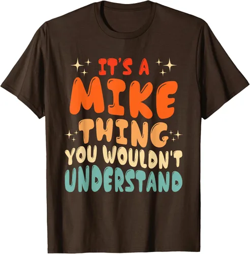 Vista 8 de Camiseta retro de los años 80 con texto en inglés "It's A Mike Thing You Wouldn't Understand", Negro
