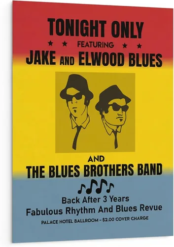 Vista 16 de Tonight Only-Jake & Elwood Blues-The Blues Brothers Band Arte de Pared Vintage, Arte de Pared Retro de TV con Impresión de Silueta de John