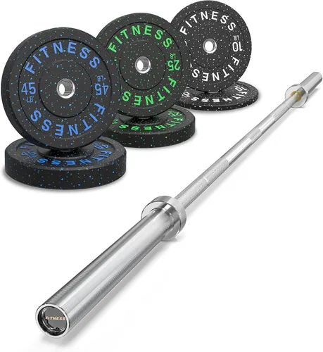 Vista 27 de HANDBODE Olympic High-Bounce Bumper Plates Bench Press Barbell Weights Set 2 - Inch, 10-55 lb Rubber Weight Sets for Home Gym, Strength Training
