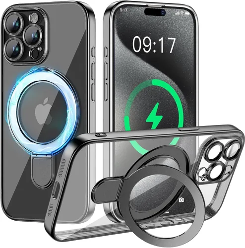 Vista 78 de Funda magnética para iPhone 14 Pro con soporte invisible [compatible con MagSafe] [protector completo de lente de cámara]