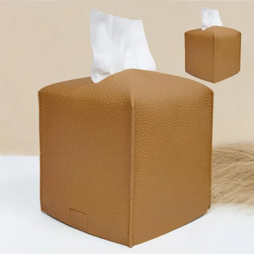Vista 39 de HOMOTEK Paquete de 2 fundas para caja de pañuelos, soporte cuadrado de piel sintética, organizador de papel decorativo para baño, mesitas de noche