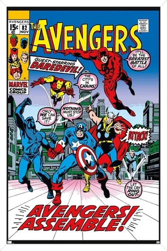 Vista 12 de Trends International Marvel Comics - Póster de pared de Avengers #82, 22.4 pulgadas de largo x 14.7 pulgadas, versión enmarcada en madera de granero