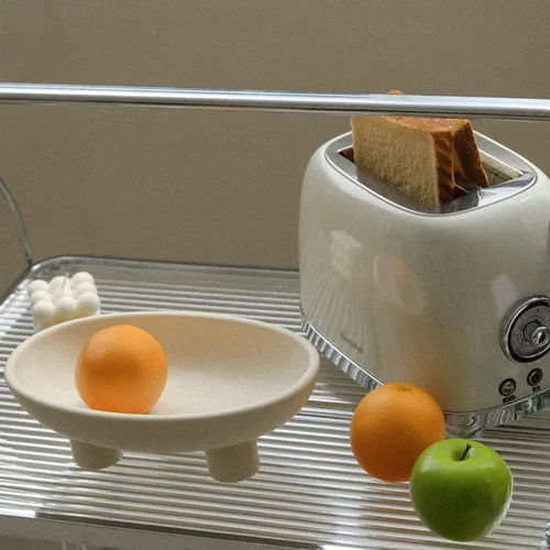 Vista 9 de WENSHUO Frutero de cerámica de tres patas para encimera de cocina, cuenco decorativo para decoración de mesa, cuencos grandes ovalados de 10 Crema