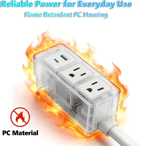Vista 6 de Extensor de toma de corriente, 18-28 pulgadas, USB-A USB-C, 2 CA
