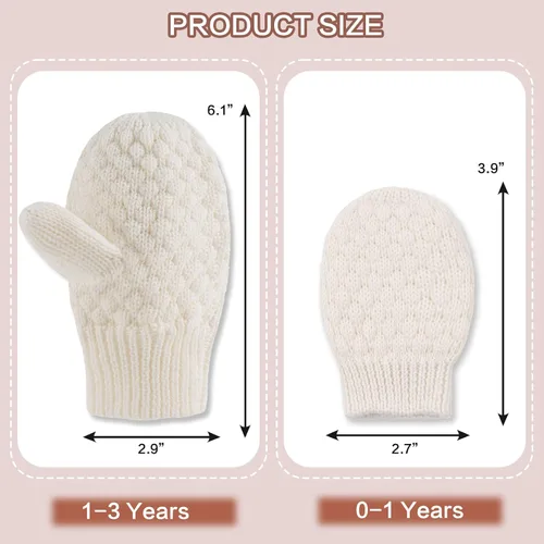 Vista 11 de Guantes de punto para bebés, niños y niñas, guantes de invierno para recién nacidos, guantes de 0 a 3 años