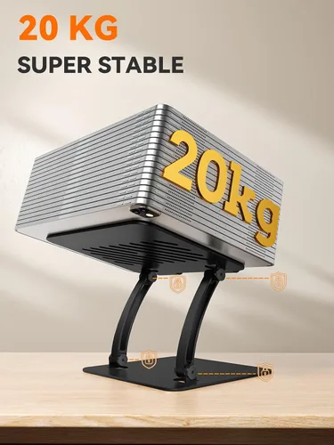 Vista 4 de Soporte para Tablet Tounee, Soporte de Escritorio Ajustable de Aluminio de Doble Varilla, Compatible con iPads de 4.7-16.9", Tabletas Surface, Negro