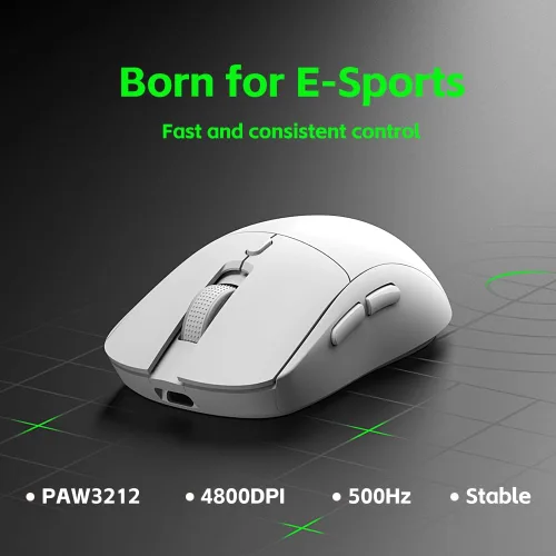 Vista 3 de LORERAN Ratón inalámbrico para juegos, 3 modos 4800 DPI Bluetooth2.4Gmouse con cable con receptor nano recargable tipo C, 6 niveles de DPI, 6