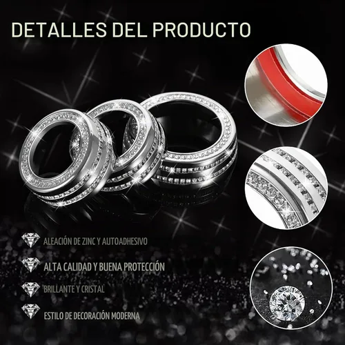 Vista 7 de TOMALL Bling - Botón de aire acondicionado AC, cubierta de botón compatible con Mini Cooper Countryman Clubman, cubierta para consola central