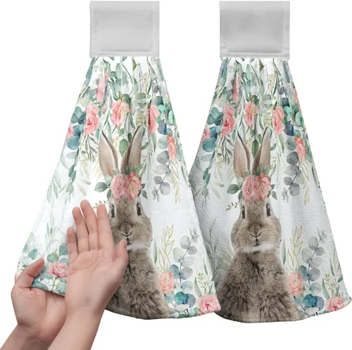 Vista 23 de Honey Bee - Juego de 2 toallas colgantes de cocina de verano con lunares y lazo para colgar, toallas de cocina de granja amarillas, suaves