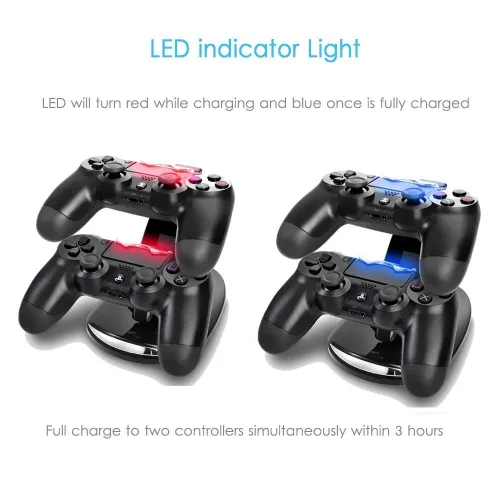 Vista 3 de Playstation4 Regular Slim Pro Controller Charger, SUNKY LED Gaming Console Charging Stand USB Dock Station Mount Cradle for Sony PS4