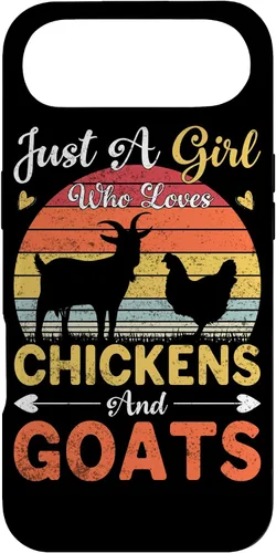 Vista 27 de Funda de regalo vintage con texto en inglés «Just A Girl Who Loves Chickens and Goats Farmer» para iPhone 17