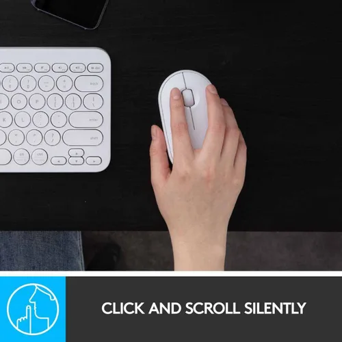 Vista 3 de Logitech Pebble - Ratón inalámbrico, Bluetooth o 2.4 GHz con mini-receptor USB, silencioso y delgado mouse de computadora con clic silencioso