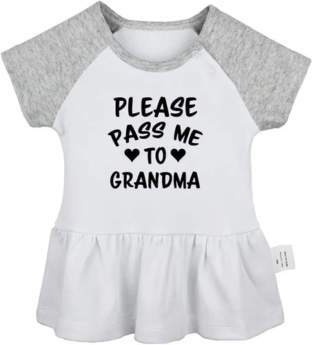 Vista 4 de Pack of 2, Call Grandma She Knows What to Do & Please Pass Me to Grandma Funny Dresses Infant Baby Girls Princess Dress