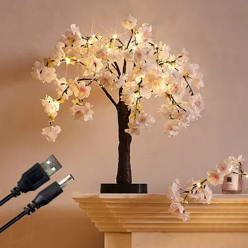 Vista 12 de Fudios Árbol de abedul iluminado con temporizador, funciona con pilas, 18 pulgadas, decoración del hogar, árboles de abedul artificiales