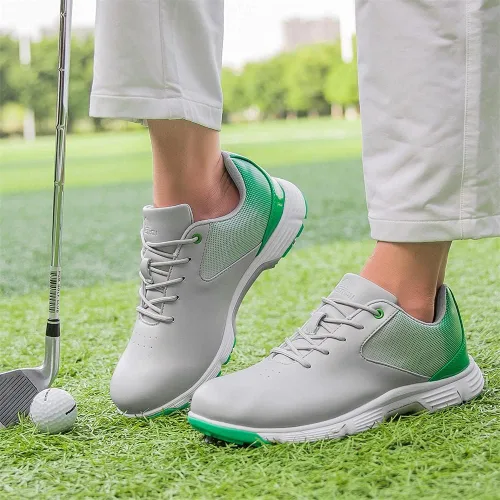 Vista 6 de Zapatos de golf impermeables para hombre, sin pinchos, para entrenamiento deportivo de golf, tenis clásicos para hombre, talla 13 14