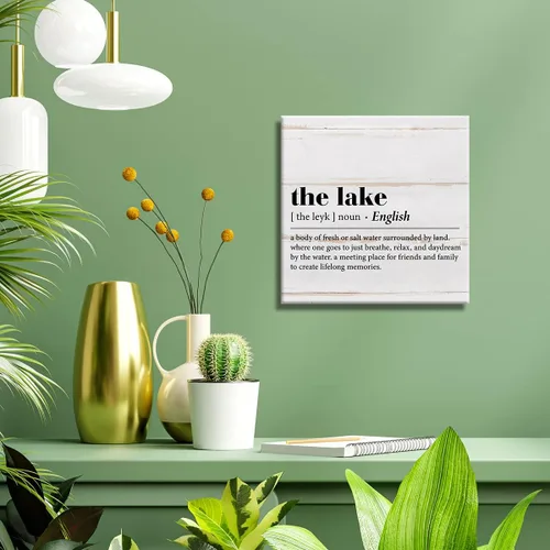 Vista 4 de Lienzo decorativo con texto en inglés "Country the Lake" (Country the Lake) - Póster con temática de lago, pintura enmarcada de 8 x 8 pulgadas