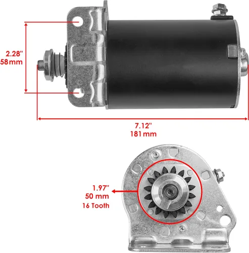 Vista 2 de Caltric Motor de arranque compatible con Cub Cadet 22Hp 24Hp Gt1222 Lt1018 Lt1022 Lt1024 Briggs & Stratton 2004