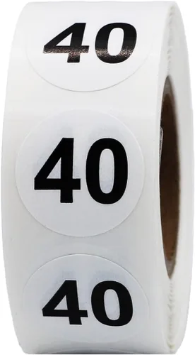 Vista 40 de Pegatinas blancas con número 0 de puntos circulares negros, 3/4 pulgadas redondas, 500 etiquetas en un rollo