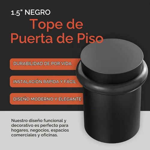 Vista 3 de NYCO - Tope de puerta cromado para puerta de piso, elegante acero sólido, moderno, resistente, tornillo de anclaje para montaje en el suelo Acabado