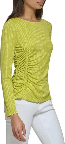 Vista 2 de Calvin Klein Camiseta de manga larga con estampado mate y laterales fruncidos para mujer