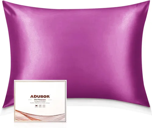 Vista 40 de Adubor Funda de almohada 100% de seda, fundas de almohada de seda de morera, 22 fibras de grado Momme 6A, funda de almohada de seda para la salud