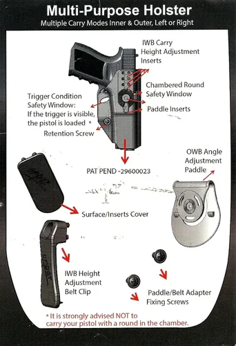 Vista 2 de Orpaz - Funda multiusos IWB/OWB, izquierda o derecha para Glock 43