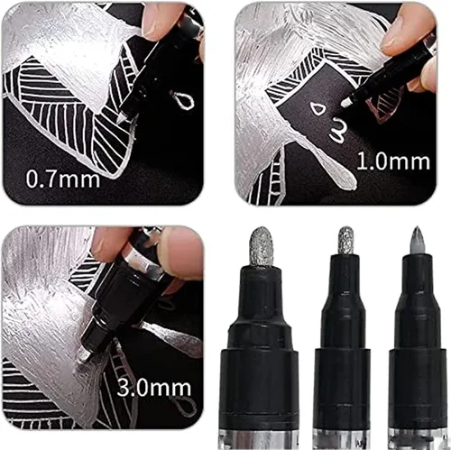 Vista 4 de Marcador de cromo líquido, bolígrafo de pintura reflectante para espejo de bricolaje, marcador cromado líquido para cualquier superficie, metal