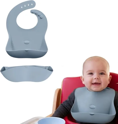 Vista 17 de Abiie Ruby Wrapp - Baberos de silicona para bebés con bolsillo frontal, babero impermeable, resistente a las manchas, baberos de silicona para niños