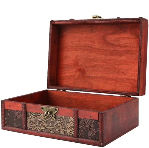 Vista 4 de Caja de almacenamiento de madera vintage organizador de joyas de libro de gran tamaño(1)