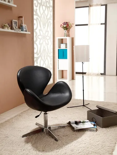 Vista 2 de Manhattan Comfort Raspberry - Silla giratoria ajustable con giro de 360°, base de cromo pulido, diseño retro moderno, asiento versátil ideal
