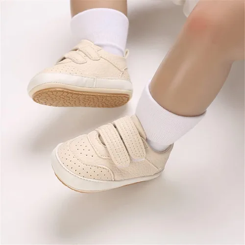 Vista 2 de COSANKIM Zapatos para bebés niños y niñas, zapatos de piel sintética con cordones para bebés, suela de goma antideslizante, mocasines para recién