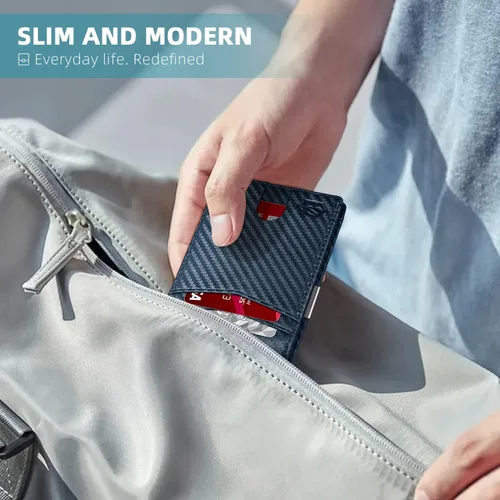 Vista 5 de Zitahli Slim Wallet for Men-Leather Money Clip Mens Wallets-RFID Blocking Front Pocket Bifold Wallet-Minimalist Credit Card Holder with Gift Box