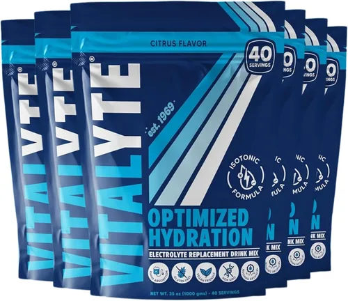 Vista 12 de Polvo para preparar bebida natural de electrolitos, libre de gluten, contenedor con 80 porciones, marca Vitalyte, cítrico (Cool Citrus)