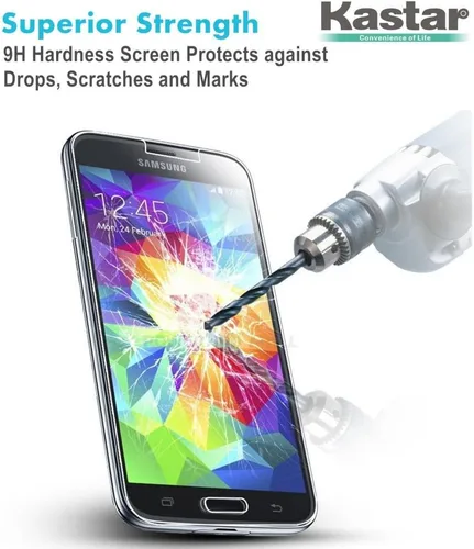 Vista 3 de Kastar S5 protector de visualización (1-Pack), Vidrio Templado Premium Crystal Clear – Protector de visualización de vidrio para Samsung Galaxy S5