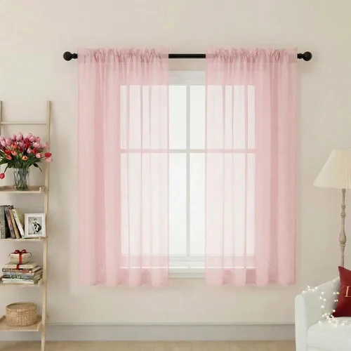 Vista 244 de 2 paneles de cortinas traslúcidas blancas para dormitorio, sala de estar, 96 pulgadas de largo, modernas, suaves, ligeras, con bolsillo para barra