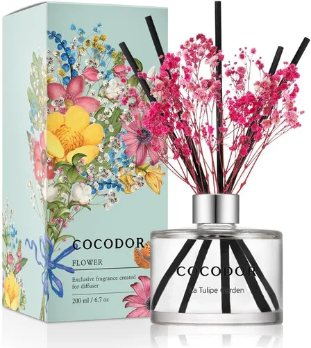 Vista 11 de COCODOR - Juego de difusor de varillas de junco, 3.4 onzas, difusor de aroma de brisa de abril con varillas, fragancia para el hogar, decoración
