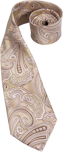 Vista 4 de Hi-Tie Conjunto de corbata de cachemira de seda y gemelos cuadrados de bolsillo