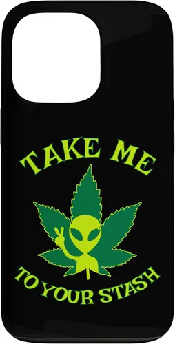 Vista 10 de iPhone 16 Alien Weed Leaf Stoner 420 Stash Fiction Pot Lovers Design Case