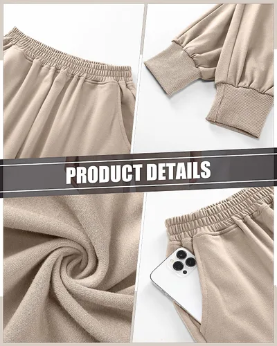 Vista 5 de Pantalones deportivos holgados para mujer, 2 piezas, pantalones deportivos de cintura alta para entrenamiento