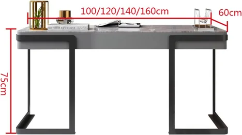 Vista 3 de TOMYEUS Study Computer Desk Light Luxury Minimalist Bright Slate Desk Workstation Modern Simple Desk PC Laptop Desk Study Writing Desk with Black