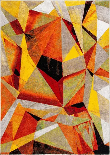 Vista 4 de SAFAVIEH Porcello Collection - Alfombra decorativa de 2 pies 3 pulgadas x 4 pies, gris claro y naranja, diseño abstracto moderno, no desprende