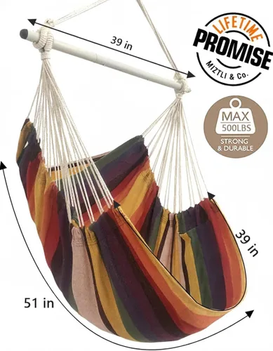 Vista 4 de MIZTLI Silla Hamaca con Columpio para Interior para Dormitorio - Máximo 500 Libras - Barra de Acero con Anillos Antideslizantes - Para