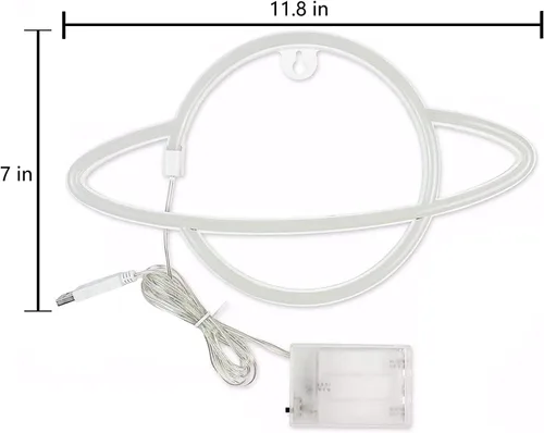 Vista 8 de Luces LED de neón, WONFAST Planet Rocket, letreros de neón acrílicos con pilas o USB, decoración de pared para habitación de niños, Navidad Azul