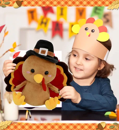 Vista 5 de DolliBu Pilgrim - Peluche de pavo con diseño de pájaro, 10 pulgadas