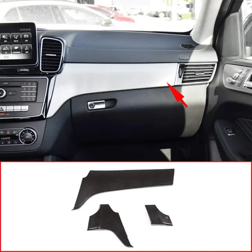 Vista 6 de Control central del coche Decoración Panel Trim Accesorios 3 unids para Mercedes Benz GLE GLS ML GL Clase 320 350 400 2012-2019 (negro)