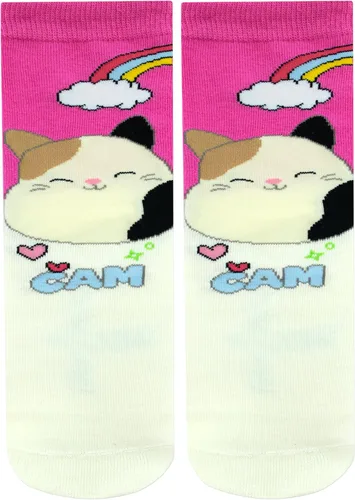 Vista 4 de Squishmallows Calcetines de algodón para niños, paquete de 3, paquete de 3, Squish Squish Squad para niñas, paquete de 3