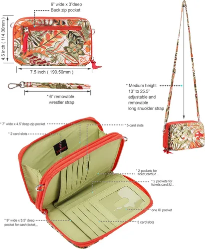 Vista 5 de Brentano - Bolso cruzado y bolso de mano acolchado de algodón con doble cremallera Cotton, quilted, double-zipper