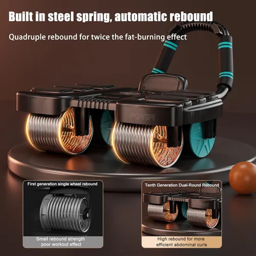 Vista 5 de 2025 New Ab Wheel Roller with Elbow Support - Automatic Rebound Abdominal Wheel Roller, The Upgraded Four-wheel Abdominal Wheel Core Workout