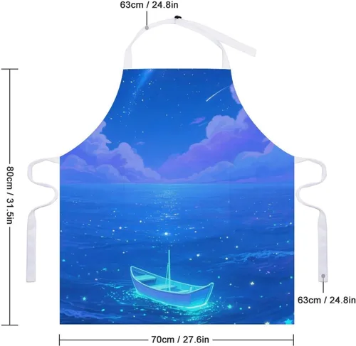 Vista 2 de MUSM Apron for Adults - 27.6 X 31.5 Inch, Heavy-Duty Polyester Aprons with Two Large Pockets, Waterproof Fluorescent Sea Kitchen Apron for Cooking