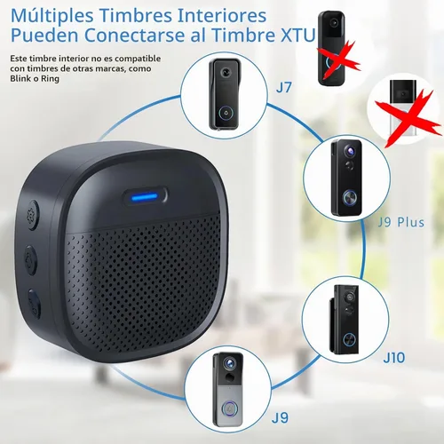 Vista 2 de XTU Timbre inalámbrico para J7/J9/J9 Plus/J10, rango de recepción 328 pies (656.2 ft), 0-110 dB máx